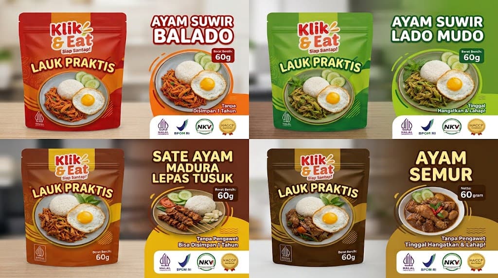 Berbagai menu lauk praktis Klik & Eat siap santap